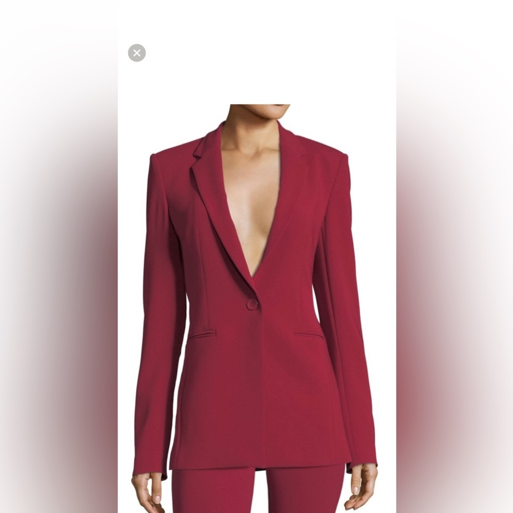 Theory Woman Suit Jacket in Burgundy